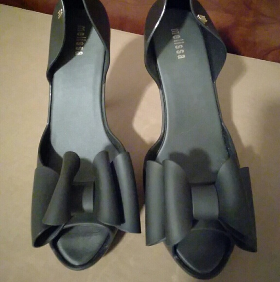 Melissa black mermaid double bow 4' heels size 9 - Picture 7 of 8